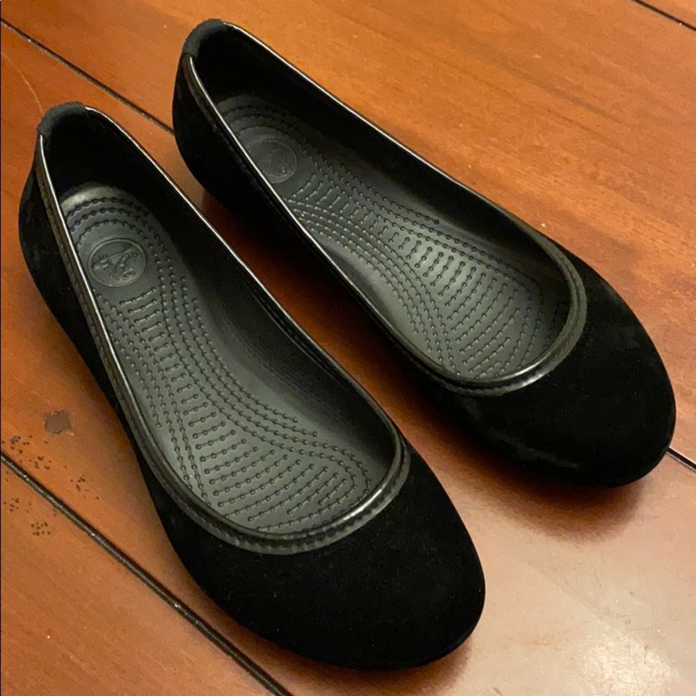 Crocs lily black velvet flats